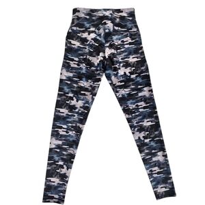Onzie Black and Blue Leggings Urban Camouflage Stretch Size Medium